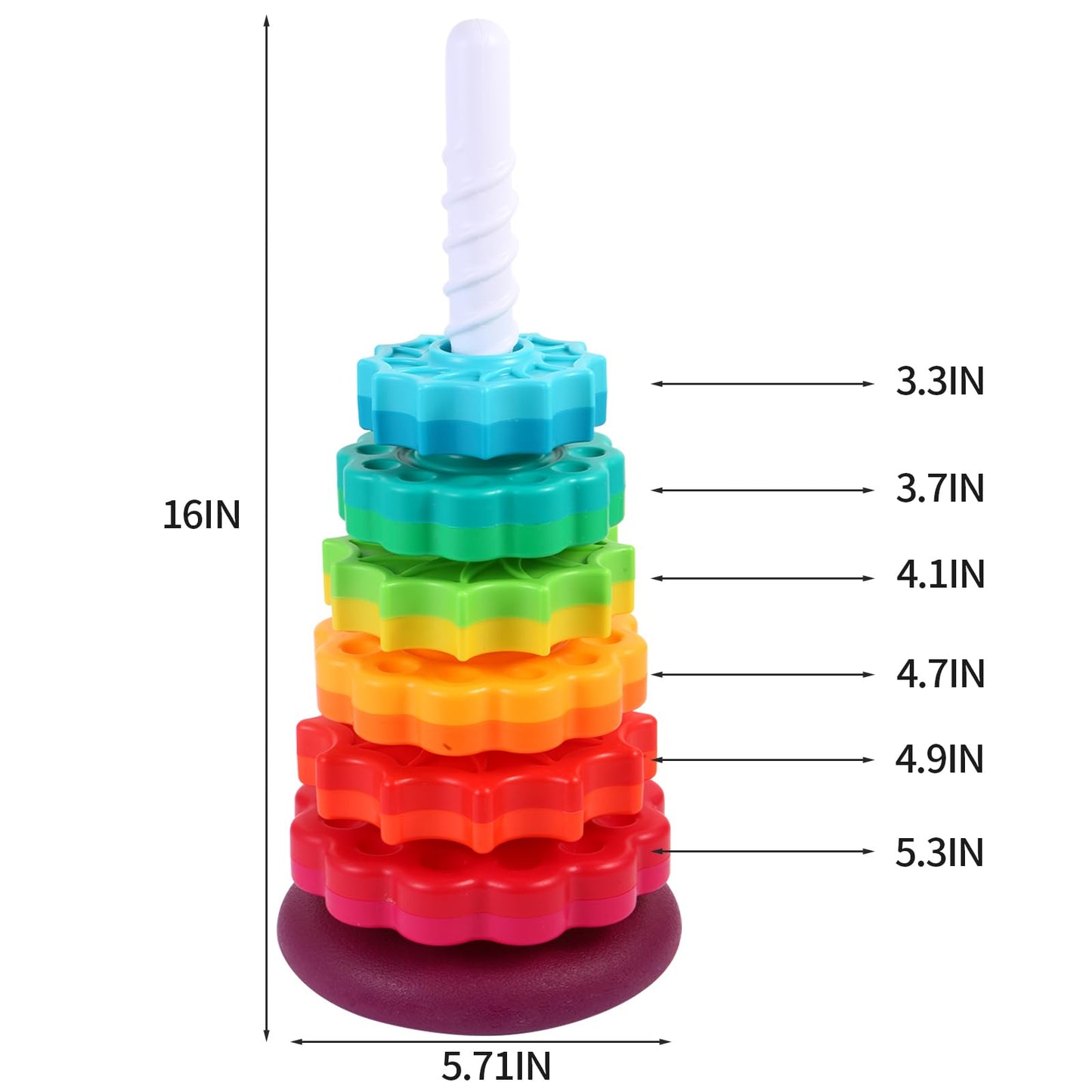 LMTNNB Spinning Stacking Toys - Rainbow Tower, Kids Stackable Spinning Toy, Educational Toy for Toddlers 1-3, Strong ABS Plastic, Color & Shape Recognition, Builds Sensory & Motor Skills