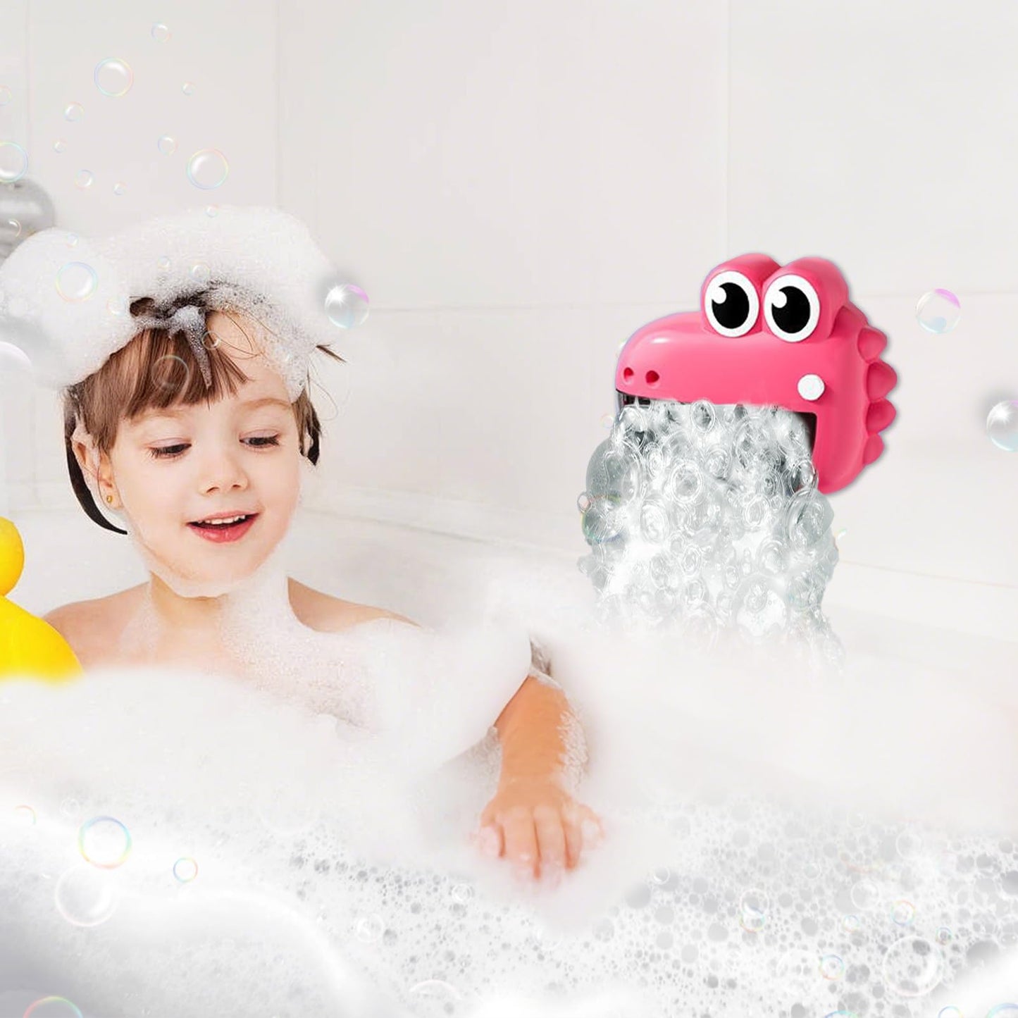 Bubble Machine for Bath Tub, 19.1x15.2x9CM Kids Bath Bubble Maker, Frog Crocodile Bathing Toys, Baths Shower Toys for Easter Basket Stuffer Bathing Entertainment for Boys Girls