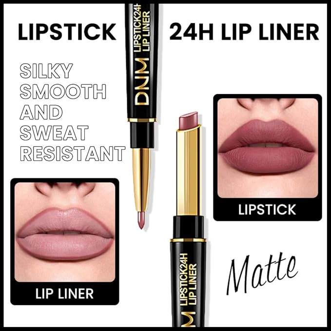 evpct 3Pcs Matte Lip Liner and Lipstick Combo Set Kit for Women, Light Plum Rose Mauve Nude Beige Brown Magic Neutral Lipstick 24 Hours Original Lips Liner Pencil Stain Long Lasting Waterproof