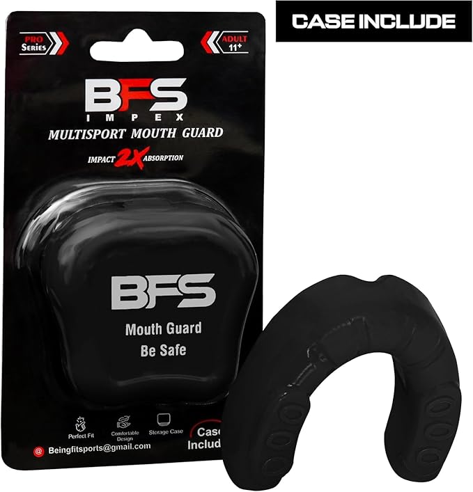 Sports Mouth Guard for Kids,Youth,Boys,Girls,Child Teen Mouthguard with Case (BPA Free) for Boxing, Martial Arts,MMA Karate,Lacrosse,Football,Soccer and All Contact Sports (Black)