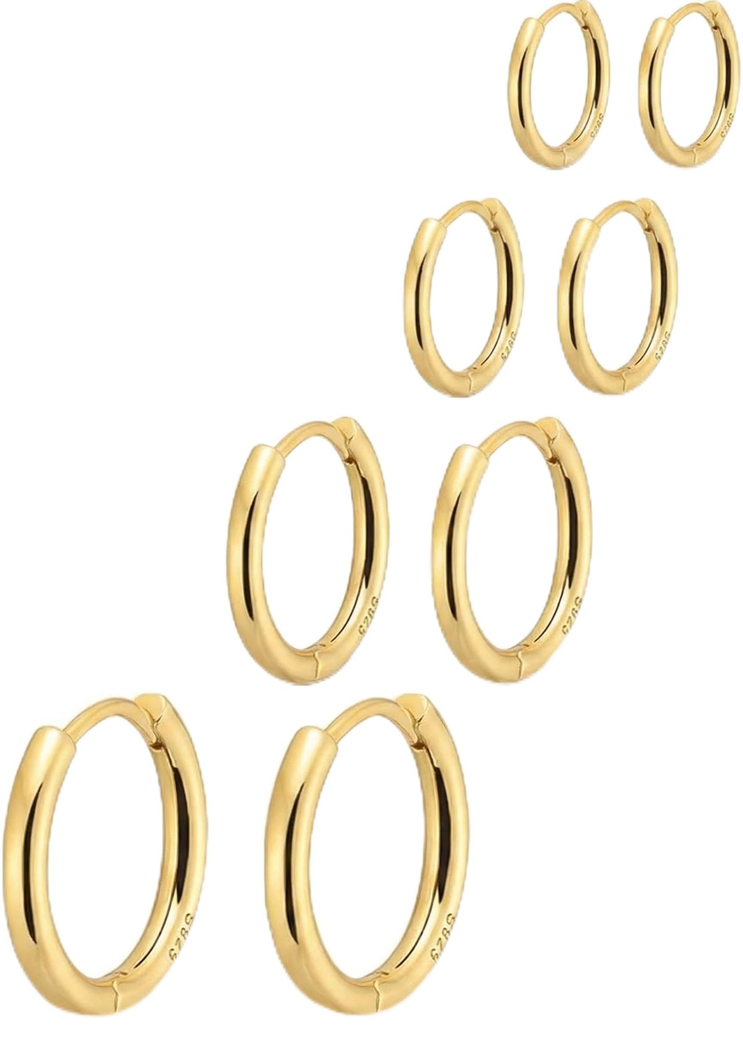 Gokeey Small Gold Hoop Huggie Earrings Set for Women Hypoallergenic Small Tiny Hoops Earrings, Trendy Gold Earrings for Women