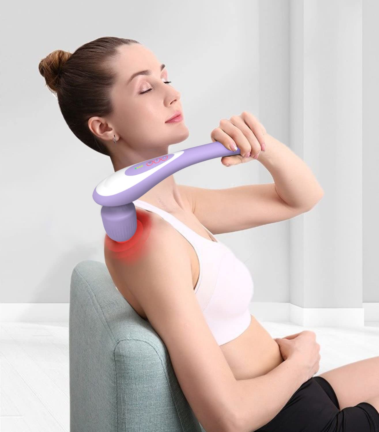 Roysmart Personal Handheld Vibrating Massager-Cordless Electric Percussion Muscle/ Deep Tissue Massager for Neck Back Shoulder Foot, Portable Seven Wand Massager for Full Body