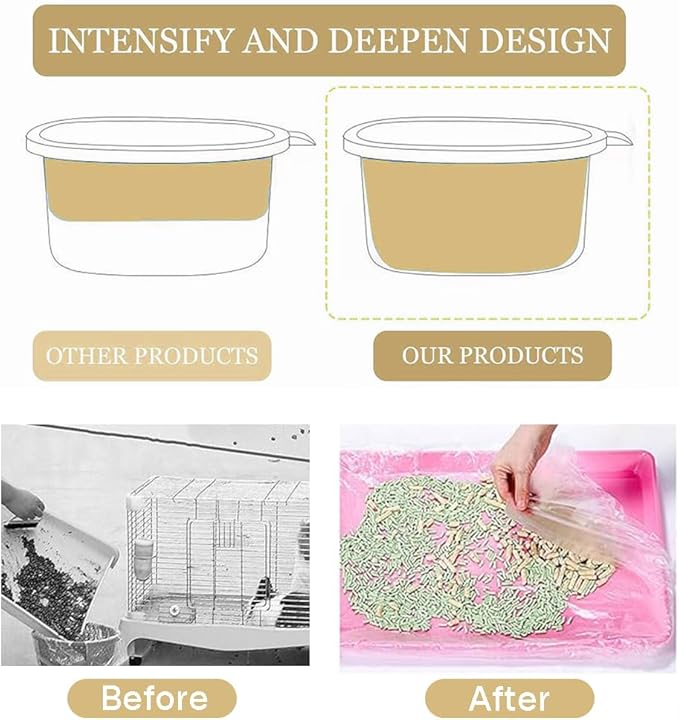 Ouliget Disposable Rabbit Cage Liner Bag with Elastic,Portable Large Size Pet Litter Box Tidy Bags,Small Animal Universal Toilet Film for Bird Hamster Cat Hedgehog,50 Pieces