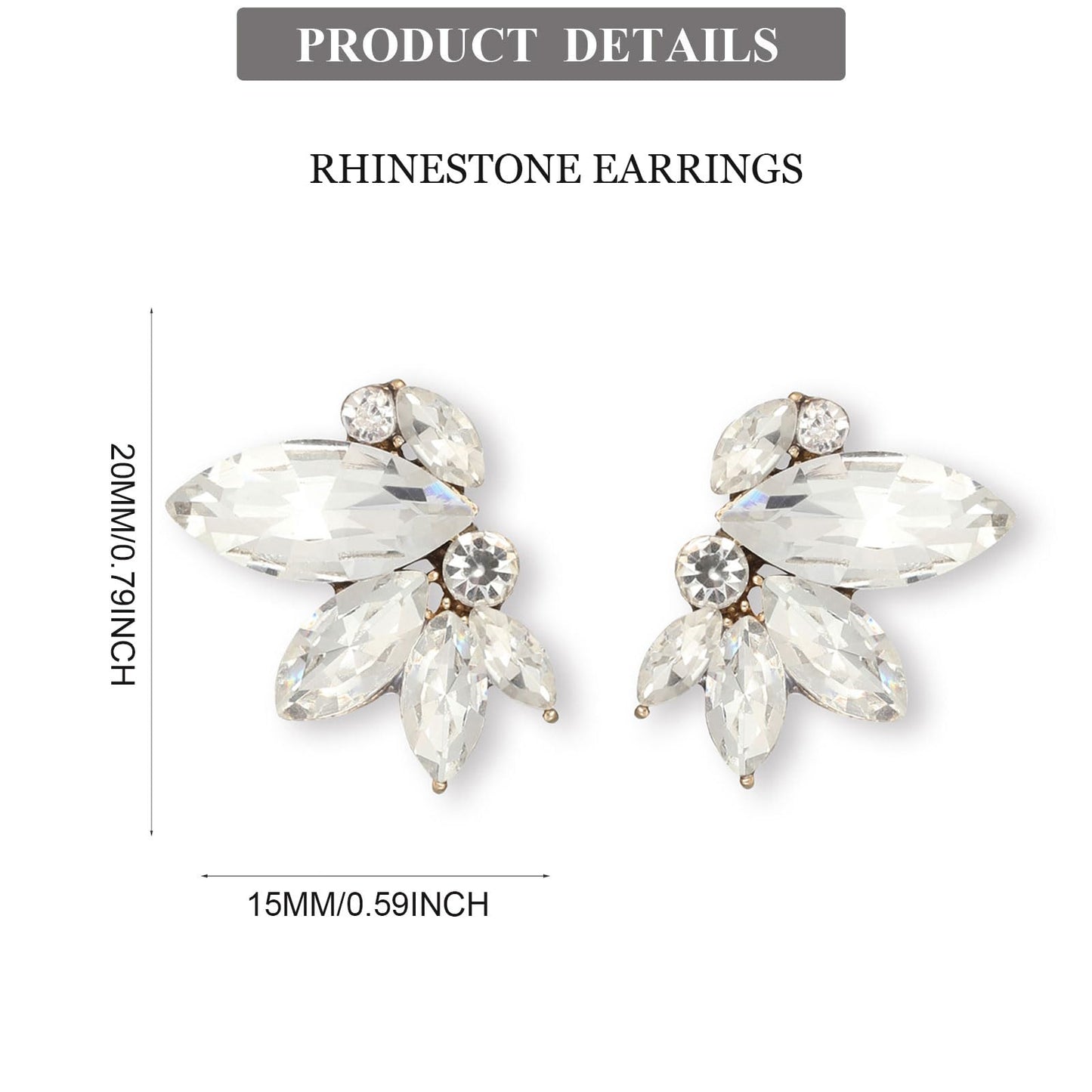 Rhinestone Drop Earring Sparkly Wedding Earrings for Women Prom Party Faux Crystal Stud Earrings