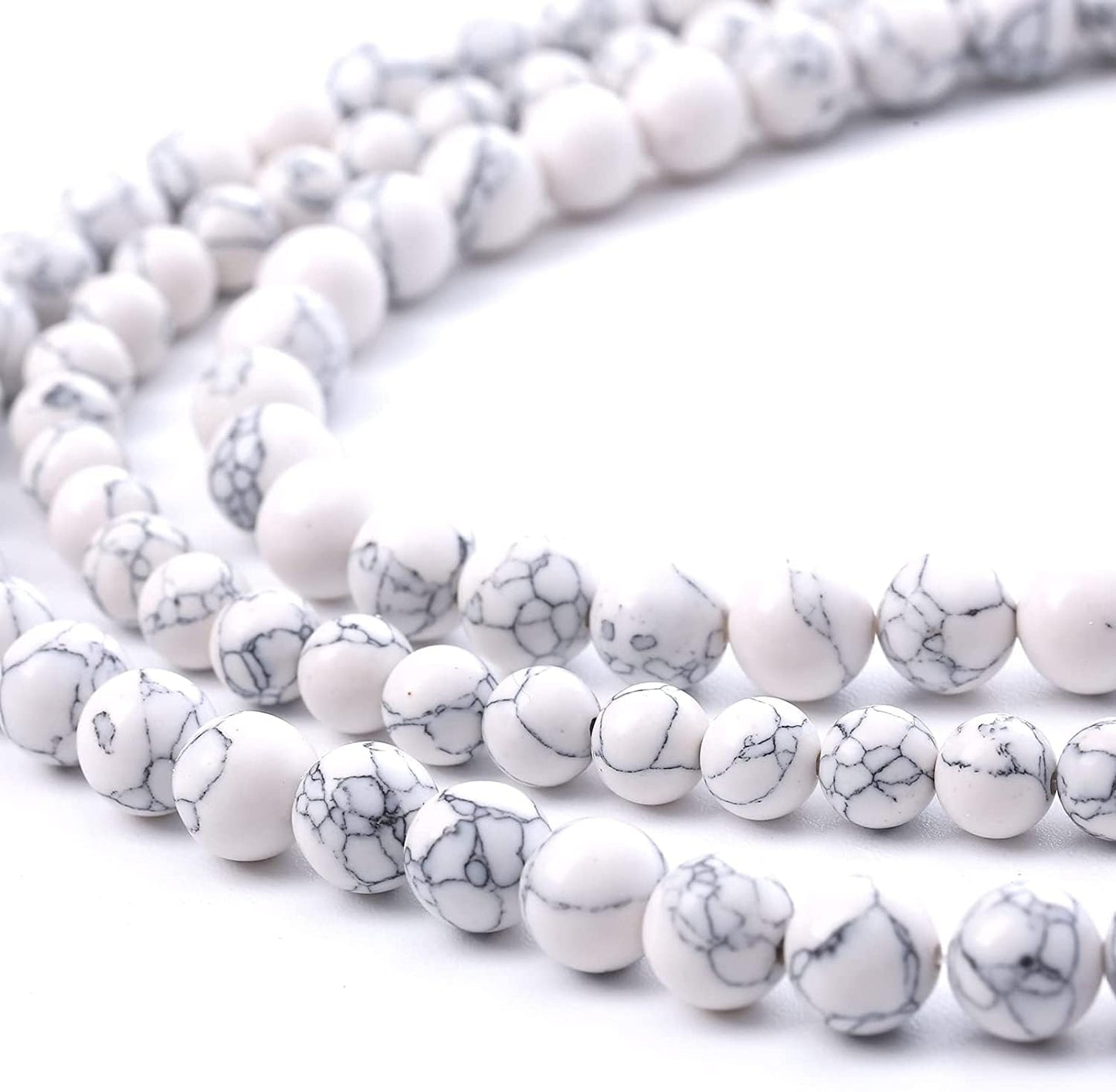 90PCS 4MM AAA White Howlite Turquoises Stone Beads Natural Gemstone Bead Crystal Healing Energy Jewelry Making DIY 15 inches