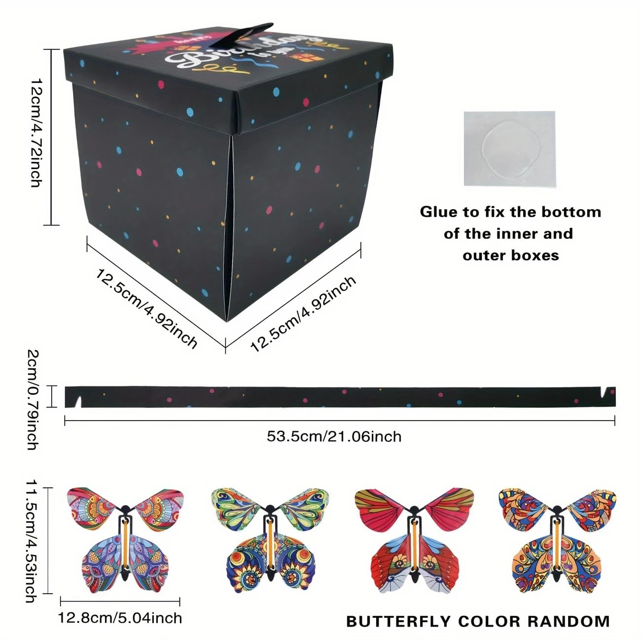MOAXMOA Explosion Box with Flying Butterflies, Birthday Explosion Gift Box, DIY Exploding Surprise Gift, Flying Butterfly Surprise Gift Box for Birthdays, Wedding, Mother's Day, Anniversaries