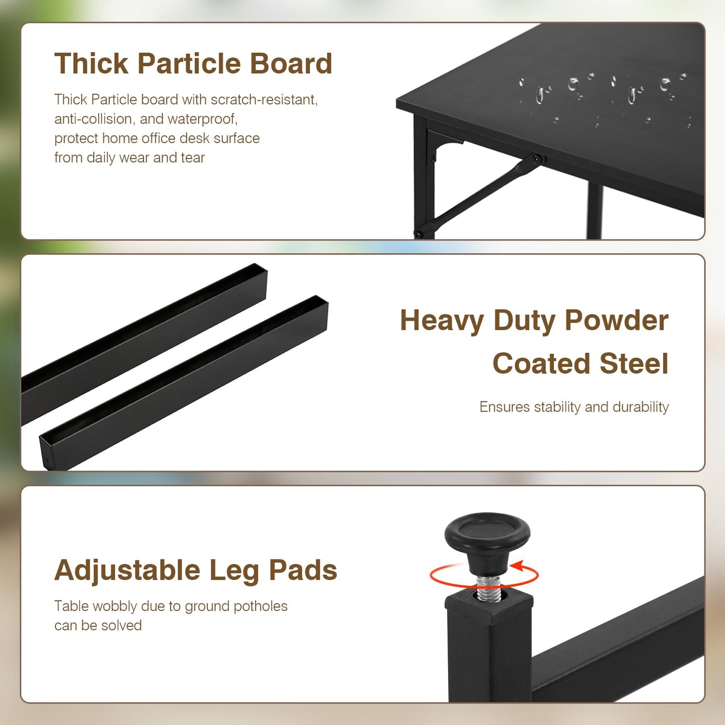 FDW 47 inches Computer Desk/Home Office Desk/Writing Study Table/Modern Simple Style PC Desk with Metal Frame,Black