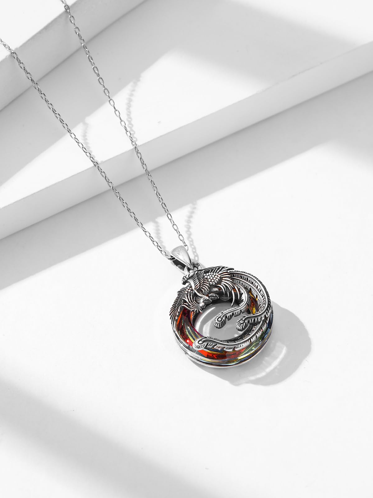 AENEAS Phoenix Necklace 925 Sterling Silver Crystal Pendant Phoenix Jewelry Graduation Gifts for Women Men