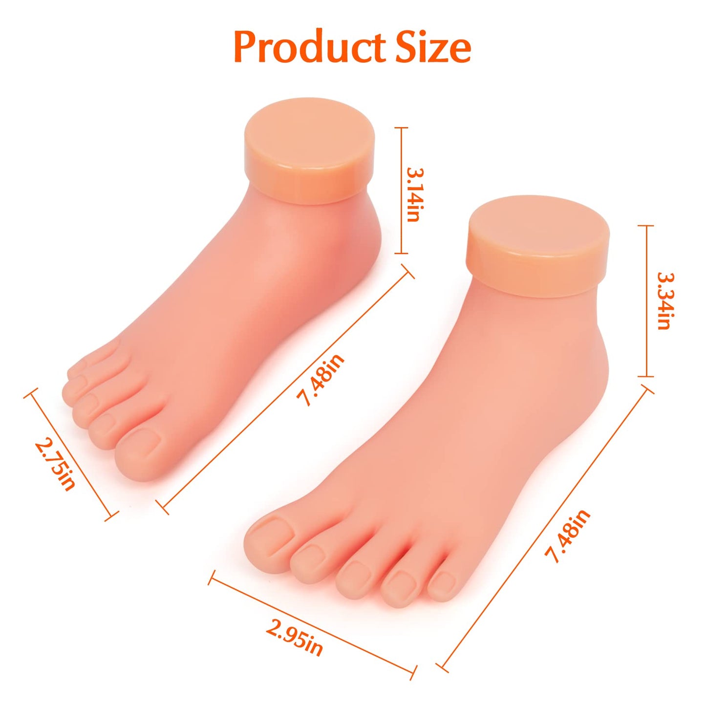 2 Pack Practice Nail Tips Art Trainer Training Hand Tool and 1 Pair Practice Fake Foot Model Flexible Soft Silicone Prosthetic Manicure Tool for Nail Tips Art Training