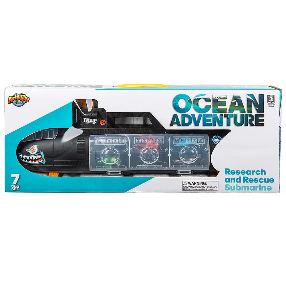 Aquatic Discovery Expedition Research & Rescue Submarine Toy with 6 Ocean Sea Animalsunderwater Boat Set for Kids