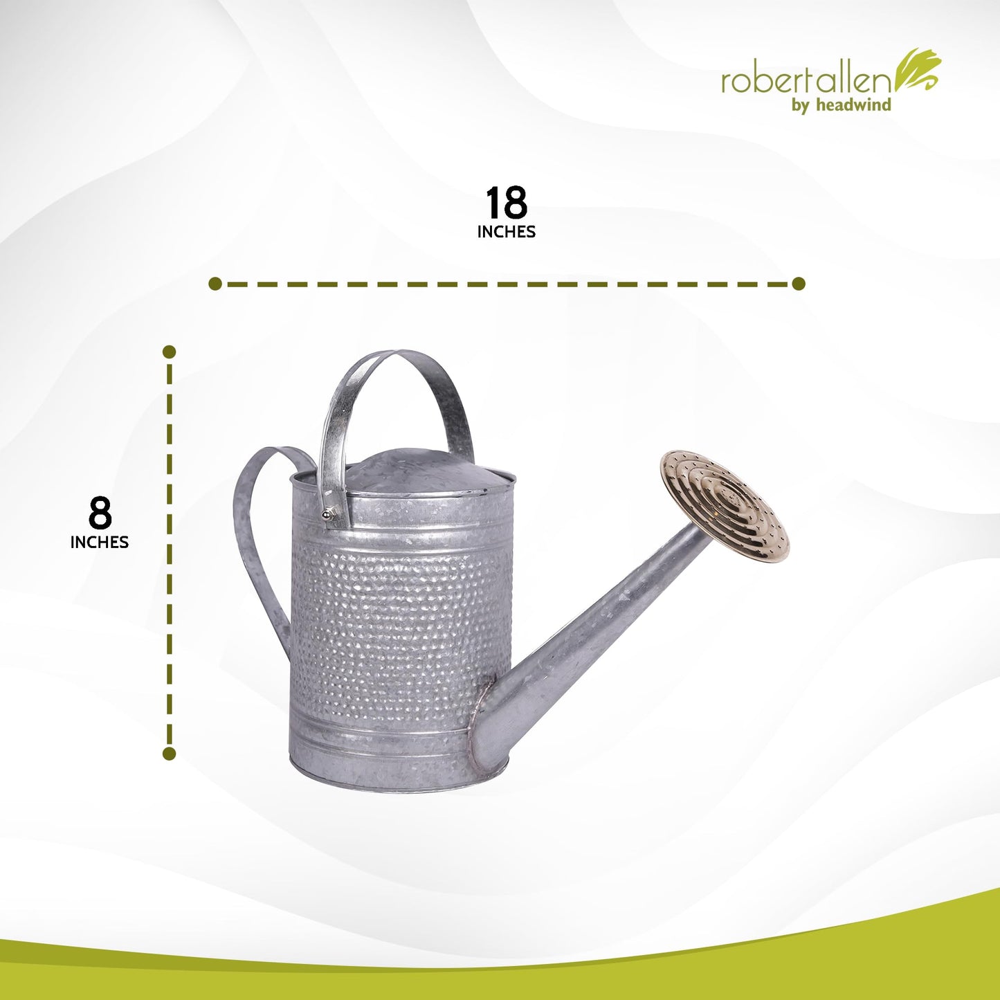 Headwind Jameson Galvanized Metal Watering Can –1 Gallon Decorative Watering Can for Flowers Indoor & Outdoor Use – by Robert Allen