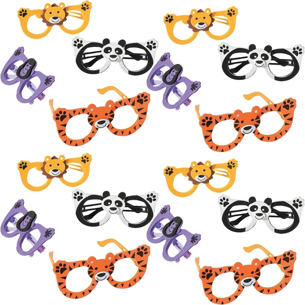 Fun Express - Zoo Animal Eyeglass Assortment - Child - Apparel Accessories - Eyewear - Novelty Glasses - 12 Pieces