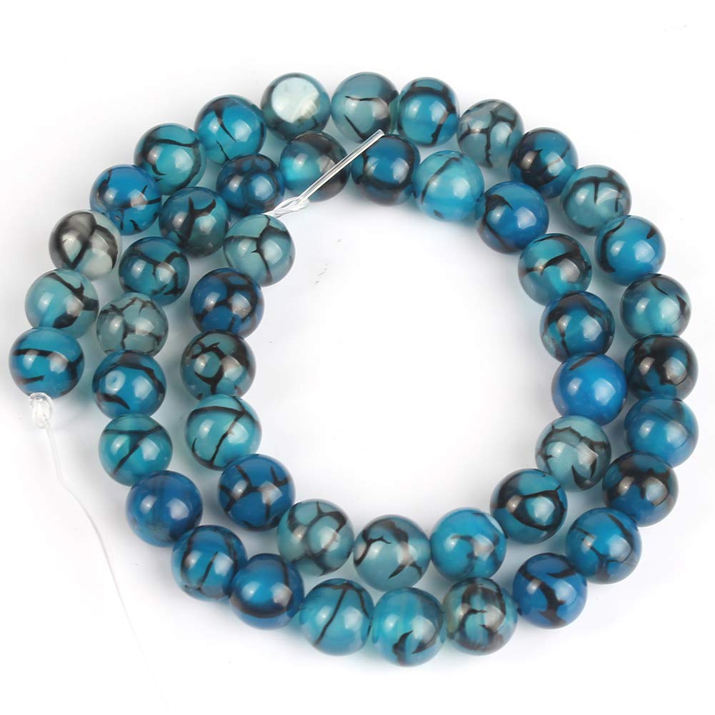 Song Xi Blue Dragon Black Vein Agate Beads 6mm Stone Beads for Jewelry Making Gemstone Beads