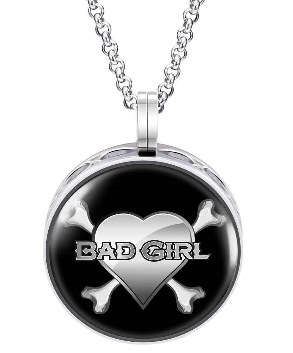 Wild Essentials Bad Girl Enamel Finish Essential Oil Diffuser Necklace Gift Set - includes Aromatherapy Pendant, 24" Stainless Steel Chain, 8 Color Refill Pads