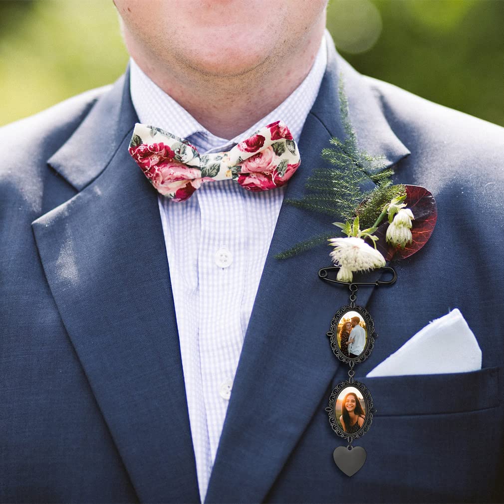 Custom4U Pins with Picture Charms Photo Pins Customized Wedding Bouquet Charm for Bride Groom