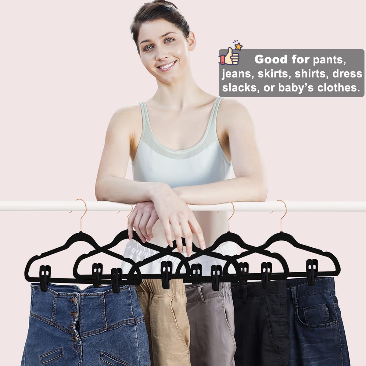 Black Velvet Hanger Clips