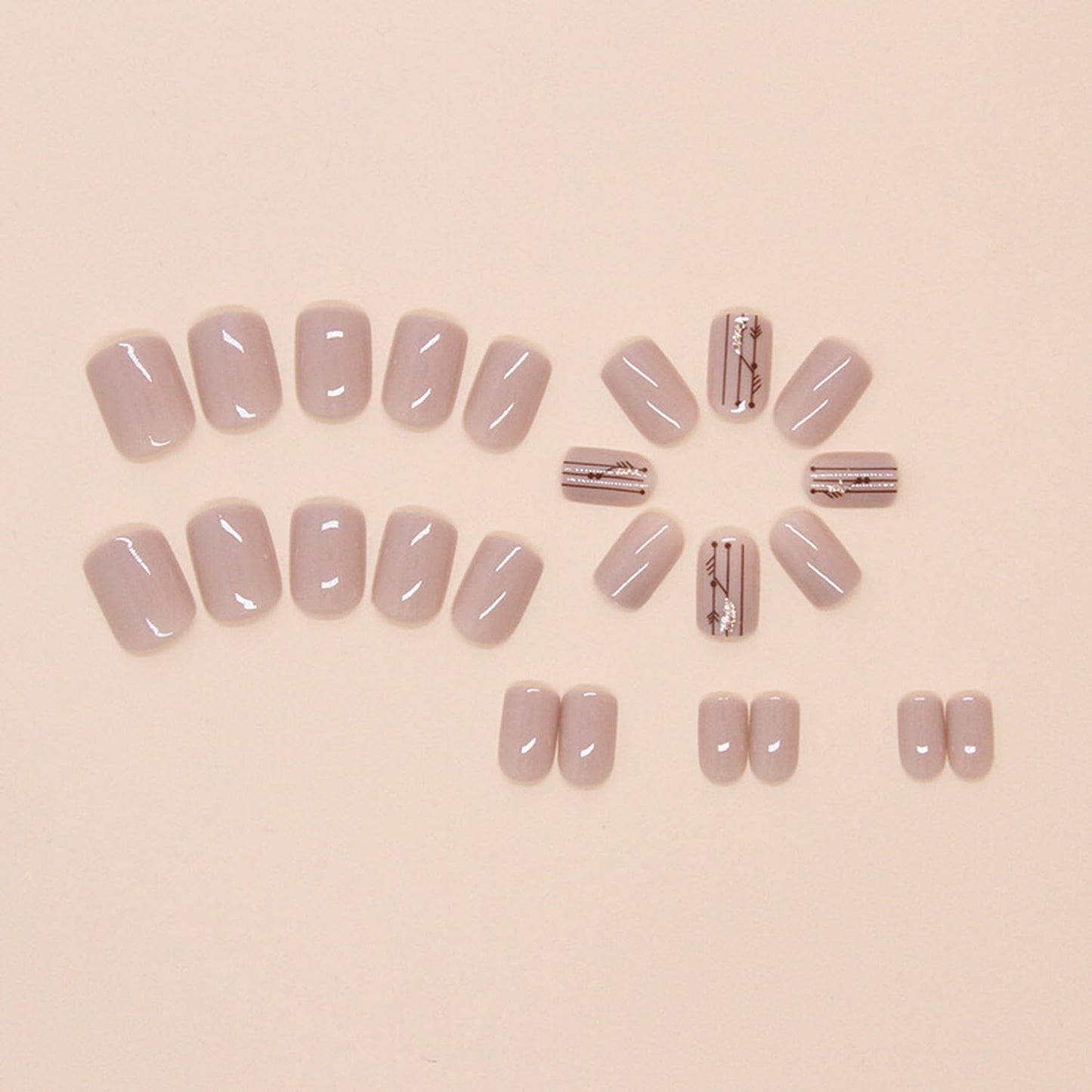 Fall Press on Short Square Fake Nails With Glitter Designs - Nude Stick on Full Cover Acrylic Nature Glossy Autumn False Nails - Glue on DIY Art Manicure Kit for Women Girls
