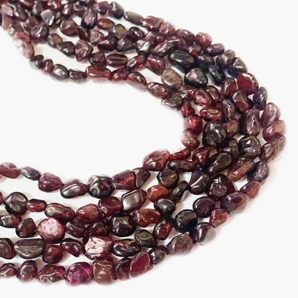 jodaying 6-8mm Natural Red Garnet Nuggets Oval Free Tumbled Pebble Semi Precious Gemstone Loose Stone Beads Approx 15.5 inch for DIY Jewelry Making