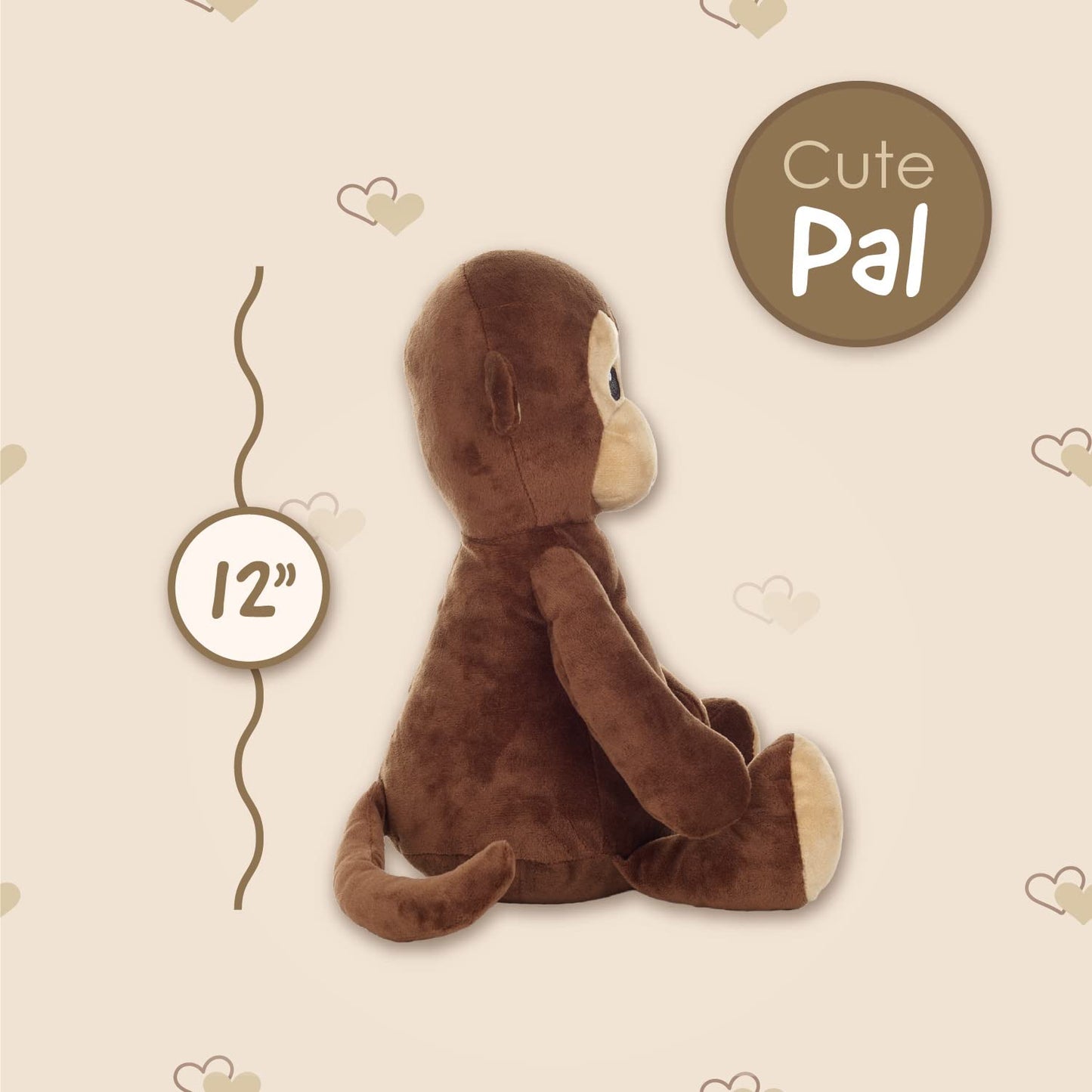 Squirrel Products Cuddle Mates Stuffed Animal Plush Toy - 14 Inch - Monkey