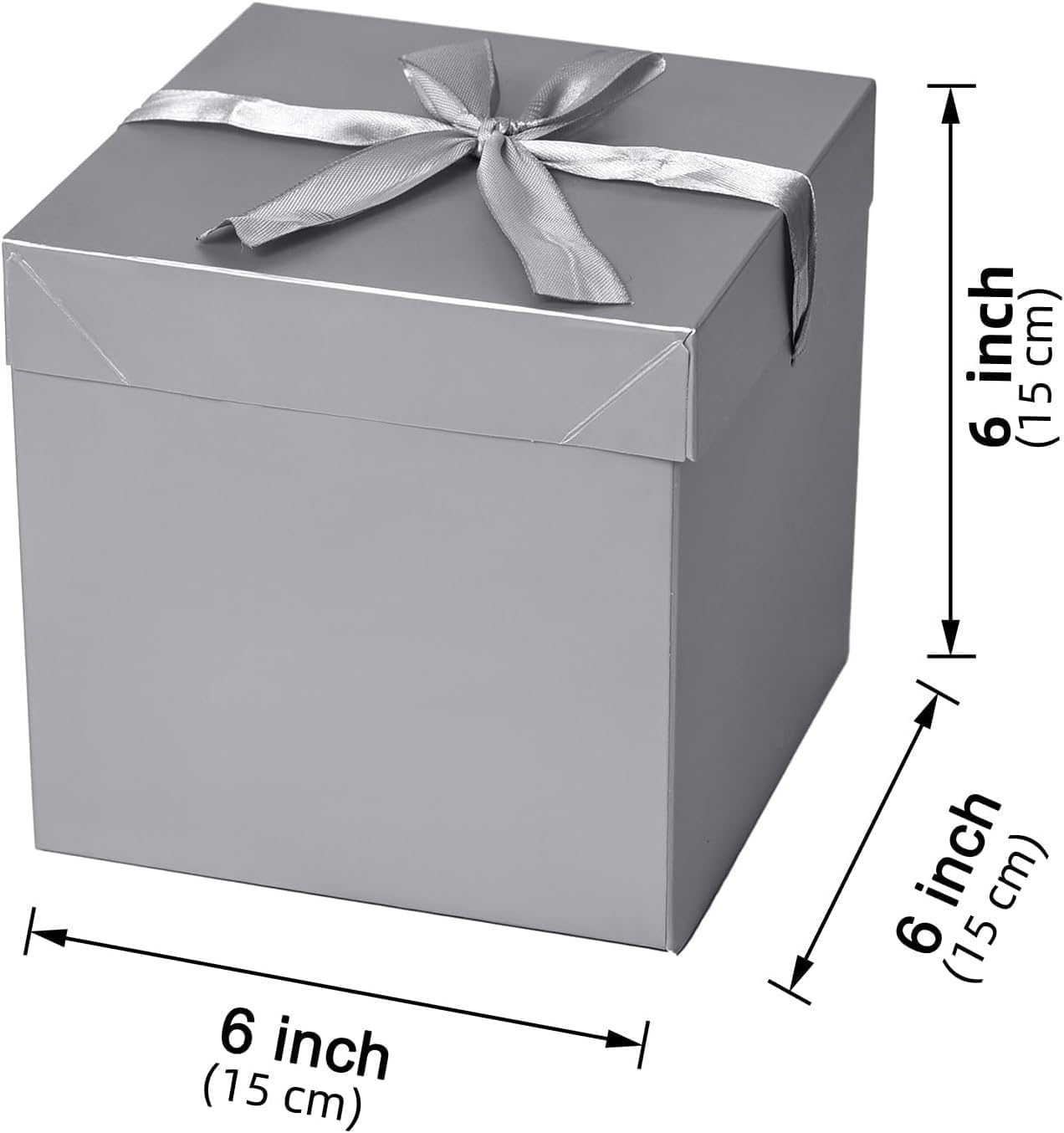 GP SUP 6 Pcs Gold & 6 Pcs Silver Gift Boxes with Lids for Birthdays, Easter, Father's Day, Women's Day,Graduation and All Occasions, (12-Count, Finish Size 6'' x 6''x 6'')