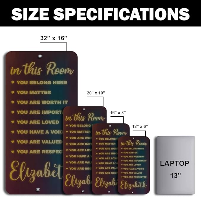 Custom Inspirational Diversity LED Light - Room Mirror - Name Light Up Sign for Wall - RGB Name Sign - Handmade Led Mirror for Bedroom