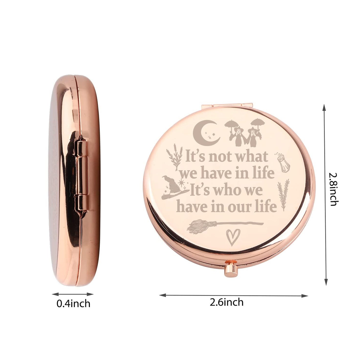 WUSUANED Witch Sister Makeup Mirror Practical Movie Inspired Mirrorr TV Show Fan Gift Magic Witch Gift Witchy Fans Gifts