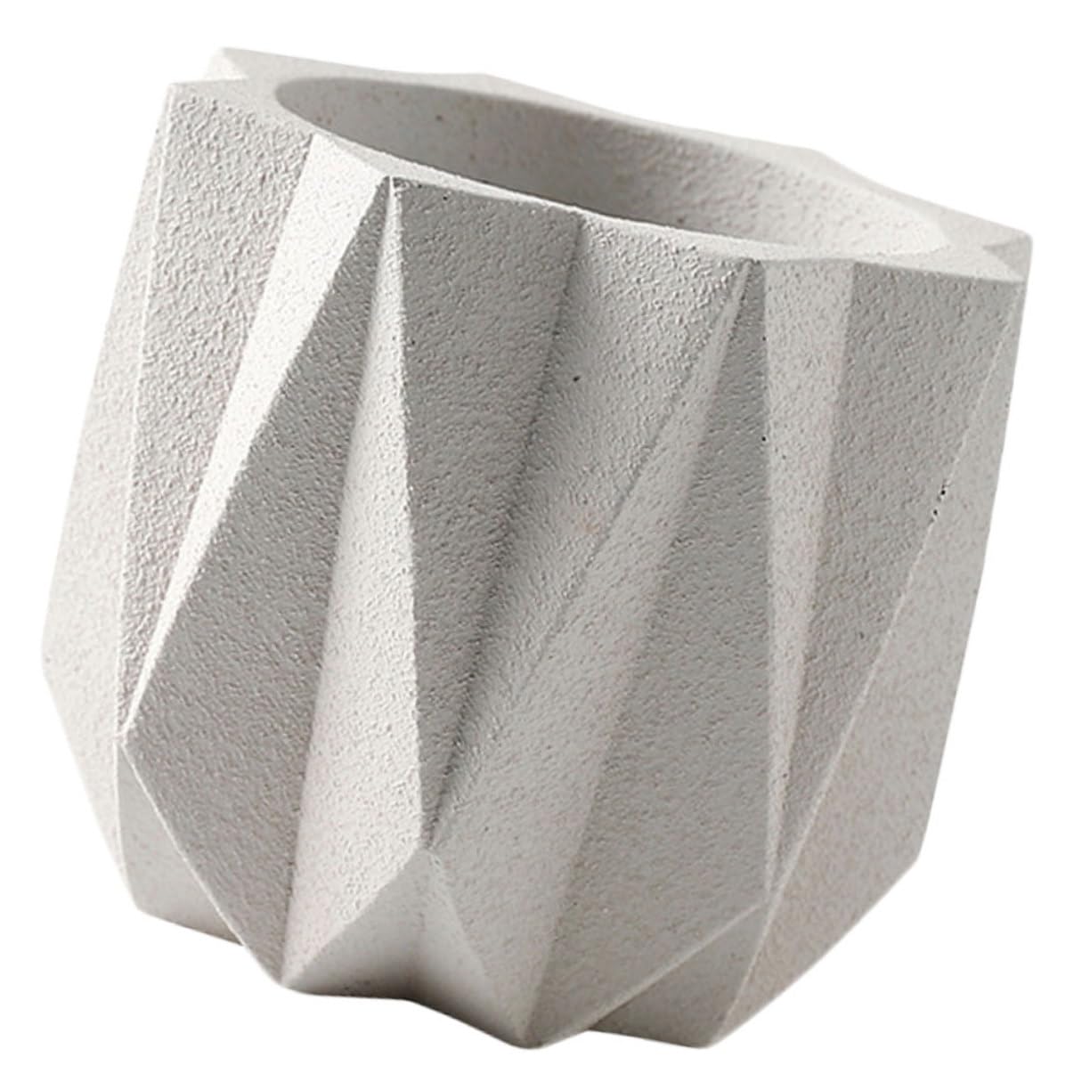 Holibanna 1Pc White Cement Flower Pot Stylish Indoor Planter with Drain for Home Office Decor Creative Flower Container for Balcony and Garden