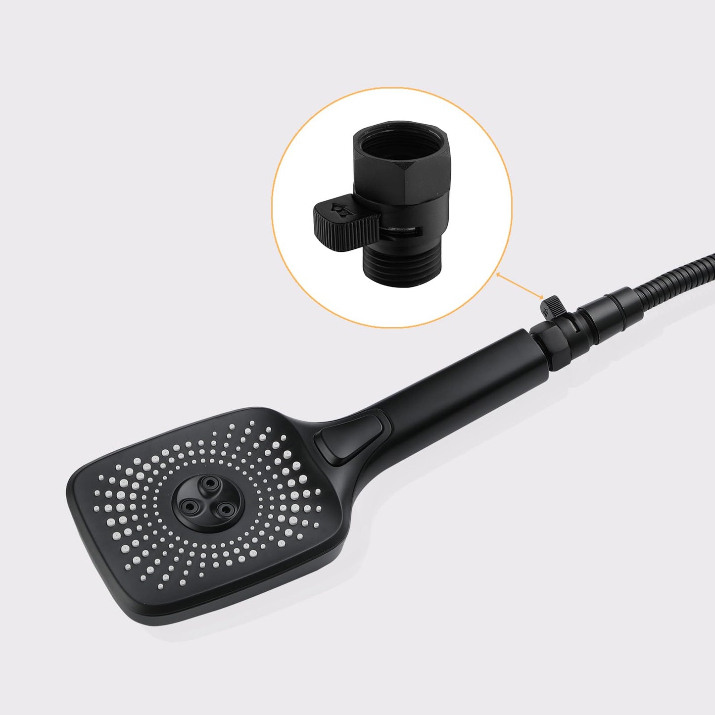 Matte Black Water Flow Control Valve, 1/2" Shower Head Flow Control Brass Shut Off Valve for Handheld, Water Pressure Regulator Replacement for Shower System