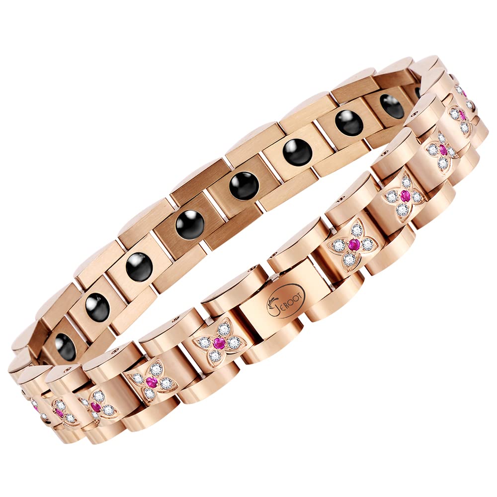 JEROOT Ultra Strength Magnetic Bracelet for Women | 3500-6000 Gauss Neodymium Magnets | Magnetic Therapy Jewelry with Adjustable Tool & Gift Packaging