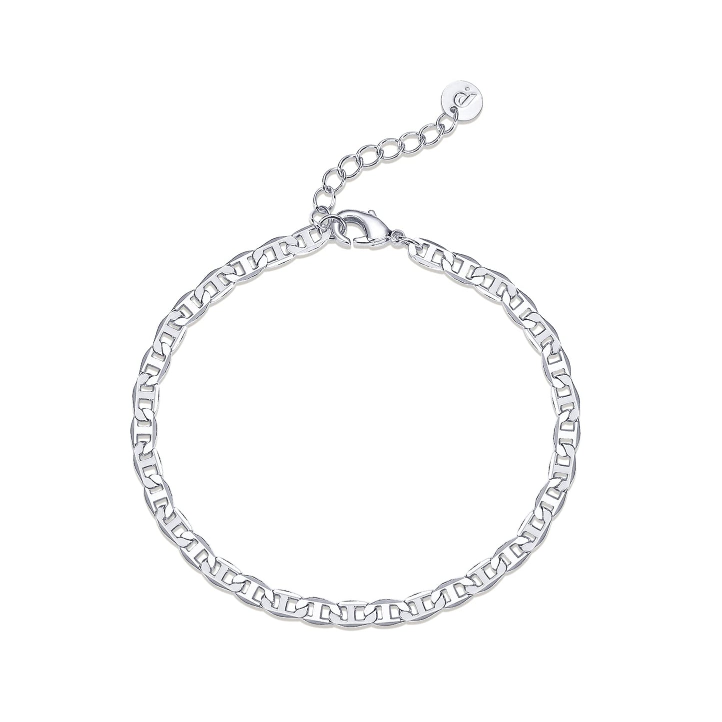 PAVOI 14K Gold Plated Paperclip/Curb/Figaro Chain Adjustable Bracelet for Women (Cuban, White Gold Plated)