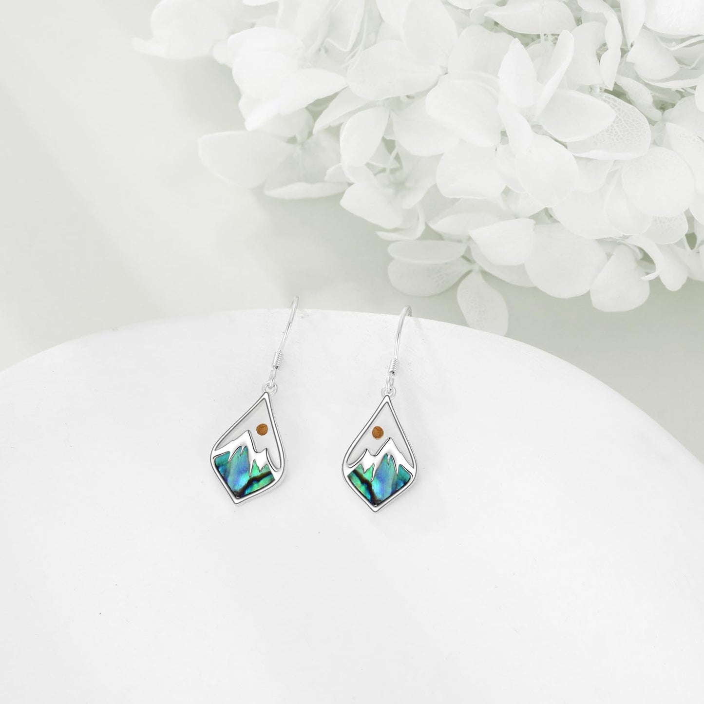 AOBOCO Mustard Seed Earrings 925 Sterling Silver Teardrop Dangle Earrings Abalone Shell Christain Faith Earrings Mustard Jewelry Gifts for Women