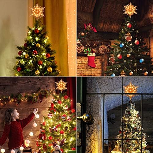 Brizled Christmas Tree Topper with 20 Light, 9.25" Lighted Snowflake Topper