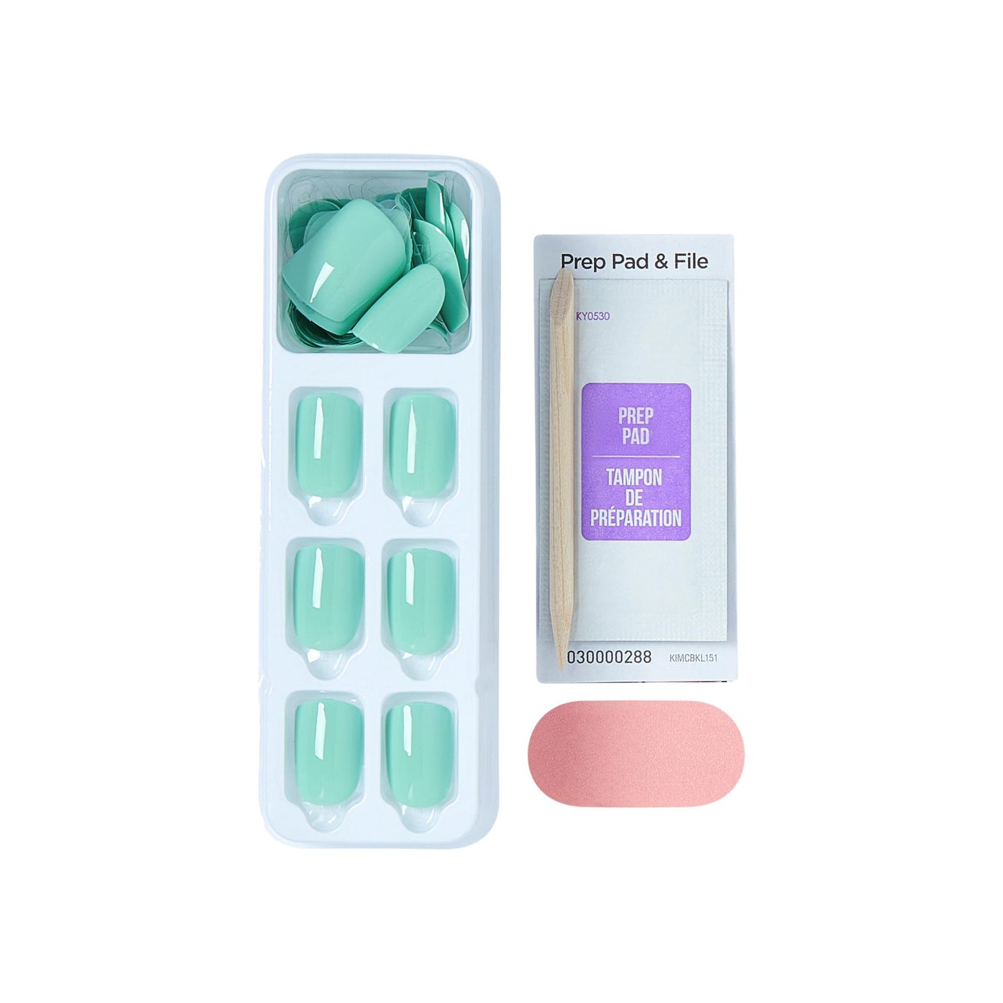 Kiss Impress No Glue Mani Press On Nails, Color, 'Get Closer', Green, Short Size, Squoval Shape, Includes 30 Nails, Prep Pad, Instructions Sheet, 1 Manicure Stick, 1 Mini File