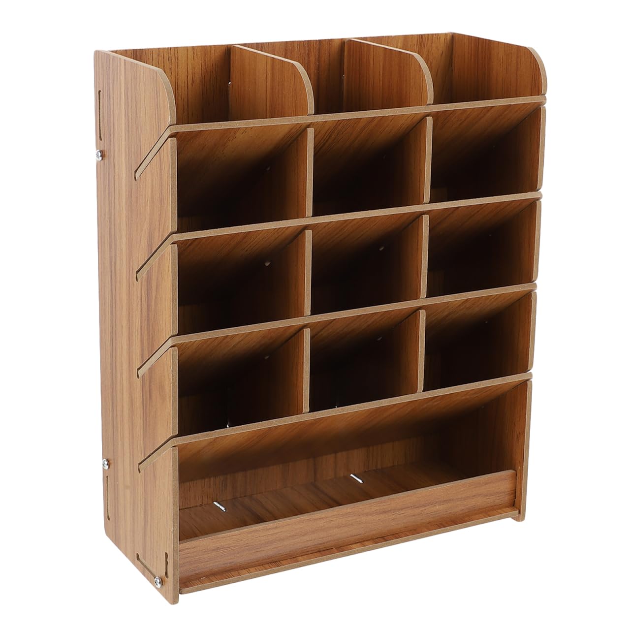 Ciieeo Multi-Grid Wooden Pen Holder Storage Box 10.03X8.26X3.62 Inch Desk Organizer Office Pencil Case Stationery Storage for Home and Office