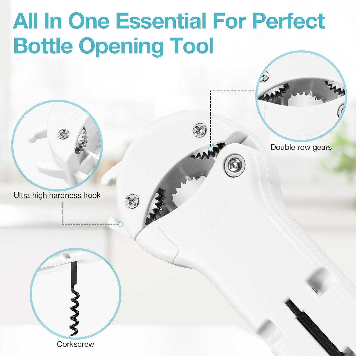 Banyaa 7-in-1 Jar Opener for Seniors – Magnetic adjustable Jar Opener & Bottle Opener for Arthritis, Weak Hands, Easy-Grip Kitchen Lid Opener Gadgets (Off-White)