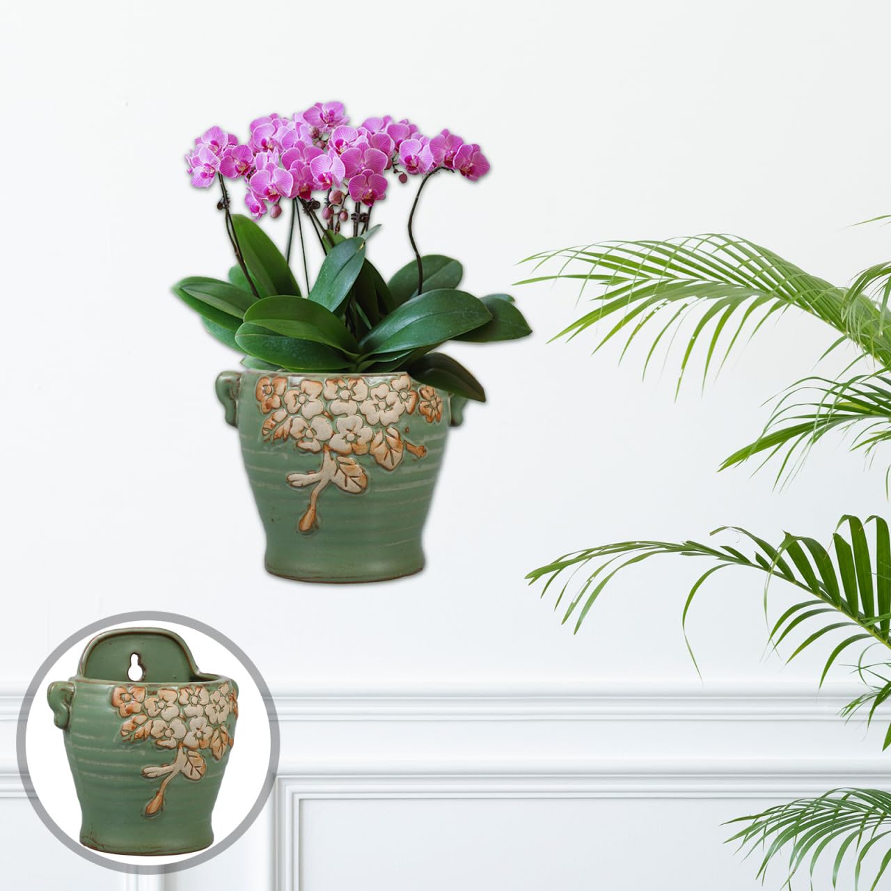 Abaodam Wall Mounted Ceramic Planter, Hanging Flower Pot for Indoor Succulent and Cacti, Vertical Wall Hanging Planters for Home Balcony Decor, Ceramic Flowerpot for Plants and Office