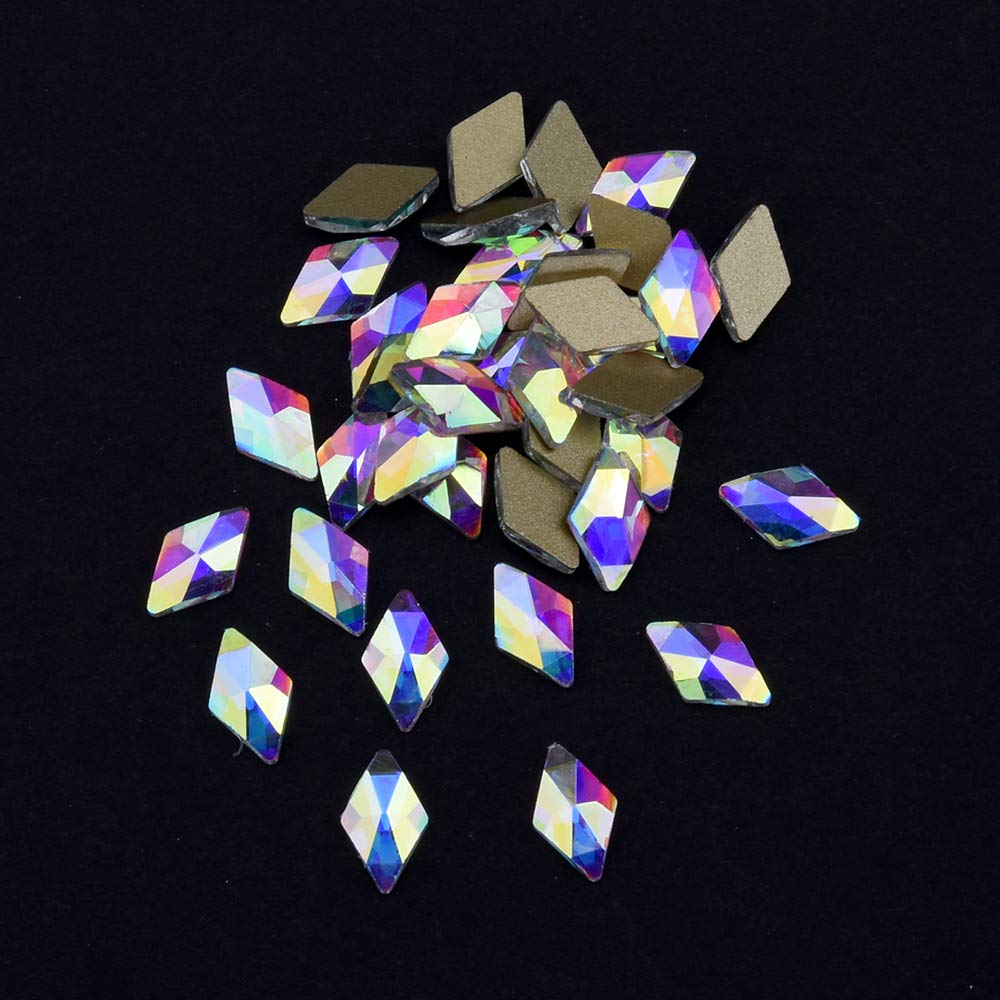 Tisslan 100pcs Crystal Ab Foild Flatback Rhombus Strass 3D Nail Decoration Jewels Stones 2 Size Mix Supply 50pcs Each