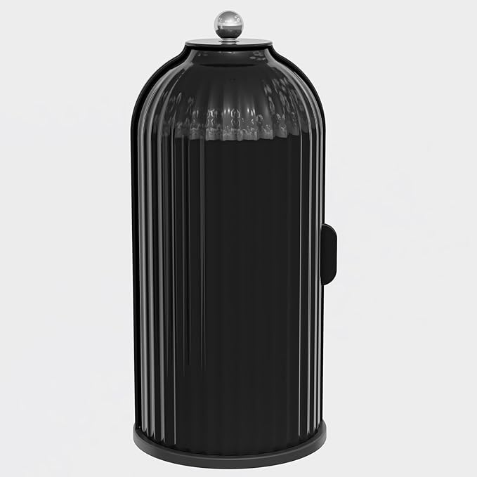 Makeup Brush Holder with Lid 360 Rotating Clear Dustproof Make Up Organizers for Vanity Bathroom Countertop, All Black