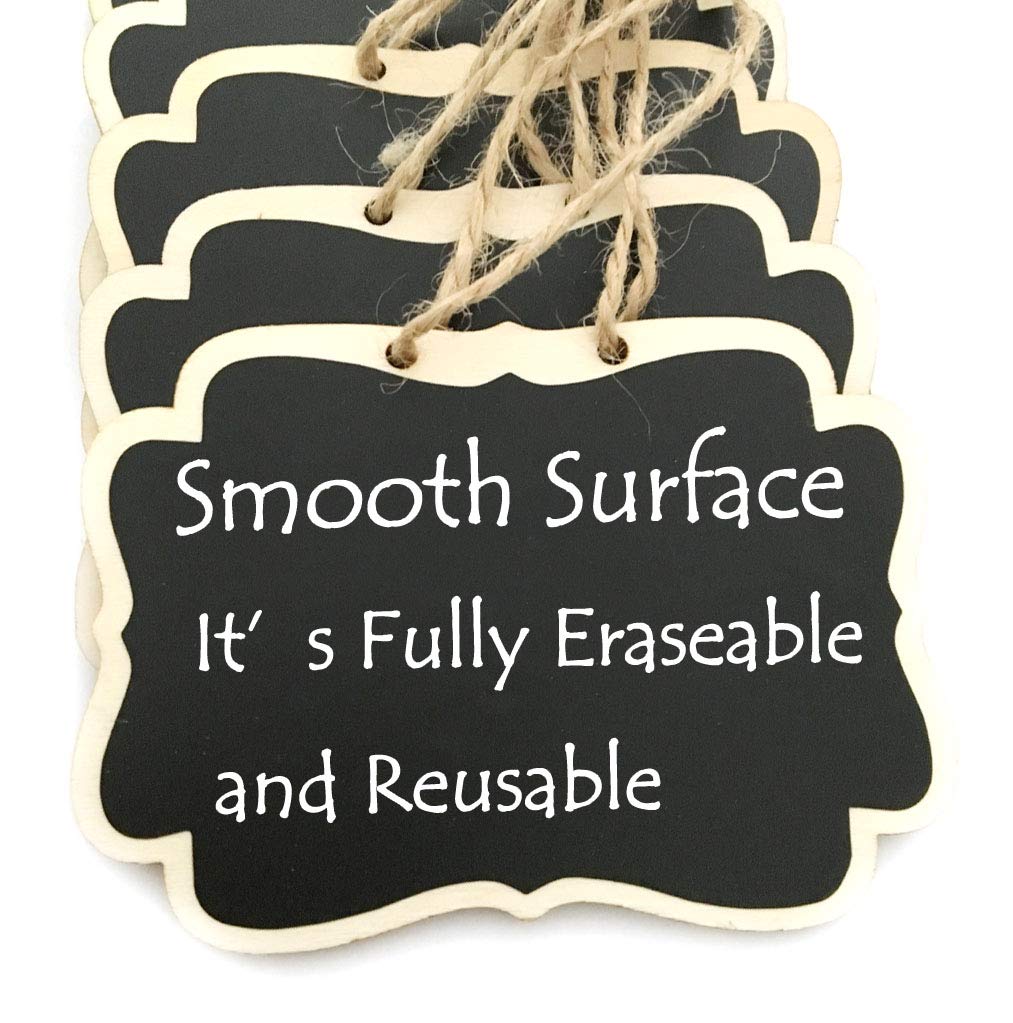 Mini Hanging Chalkboard Signs Wooden Reusable Smooth Surface Small Chalk Boards Double-Sided Little Labels for Food Pantry Beverage Baskets (Black, Pack of 12pcs)