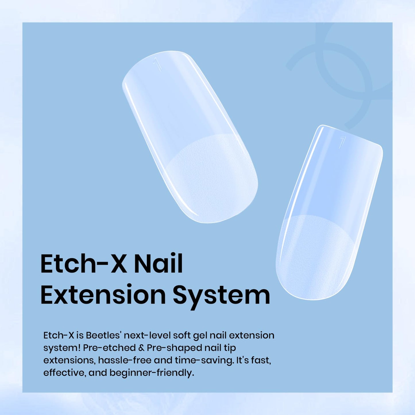 Beetles Gel Nail Tips Square Short, 288Pcs 12 Sizes Pre-Etched Half Matte Full Cover Soft Acrylic False Nail Tips Easy DIY Glue On Etch-X Nail Extension Salon Gift for Women Girls