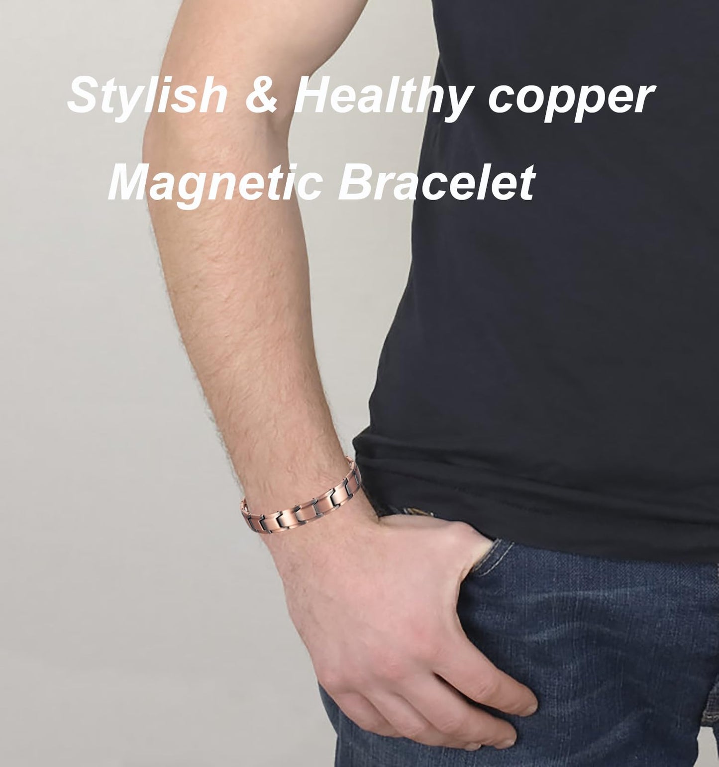 EnerMagiX Copper Bracelet for Men, 99% Pure Copper Double Row Magnetic Bracelet, Healthy Jewelry Gift (0114)