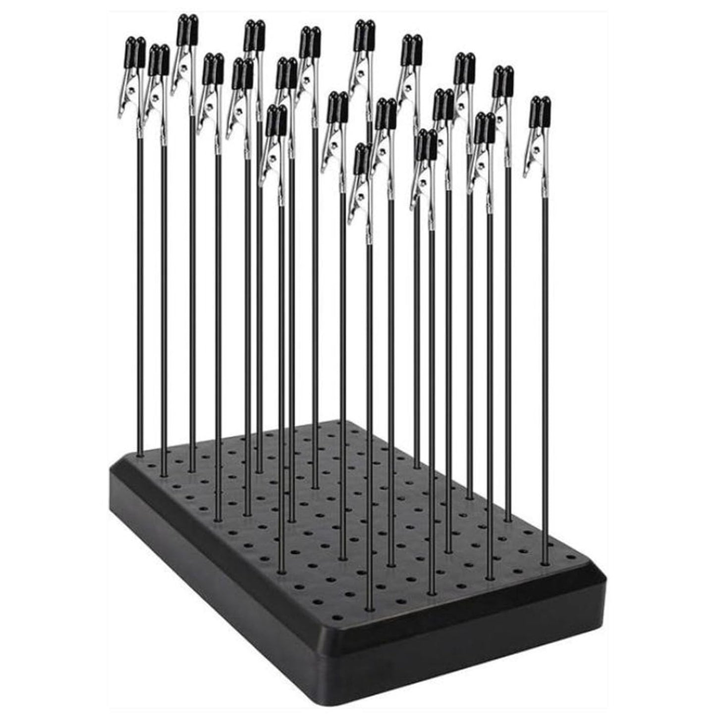 Meuey Lyot Black 7.87×6×0.94 inches Plastic Model Paint Rack Easel Base Construction Tool 14 x 19 Holes for Spray Pen Model Parts DIY Card Photo memo 1 PCS