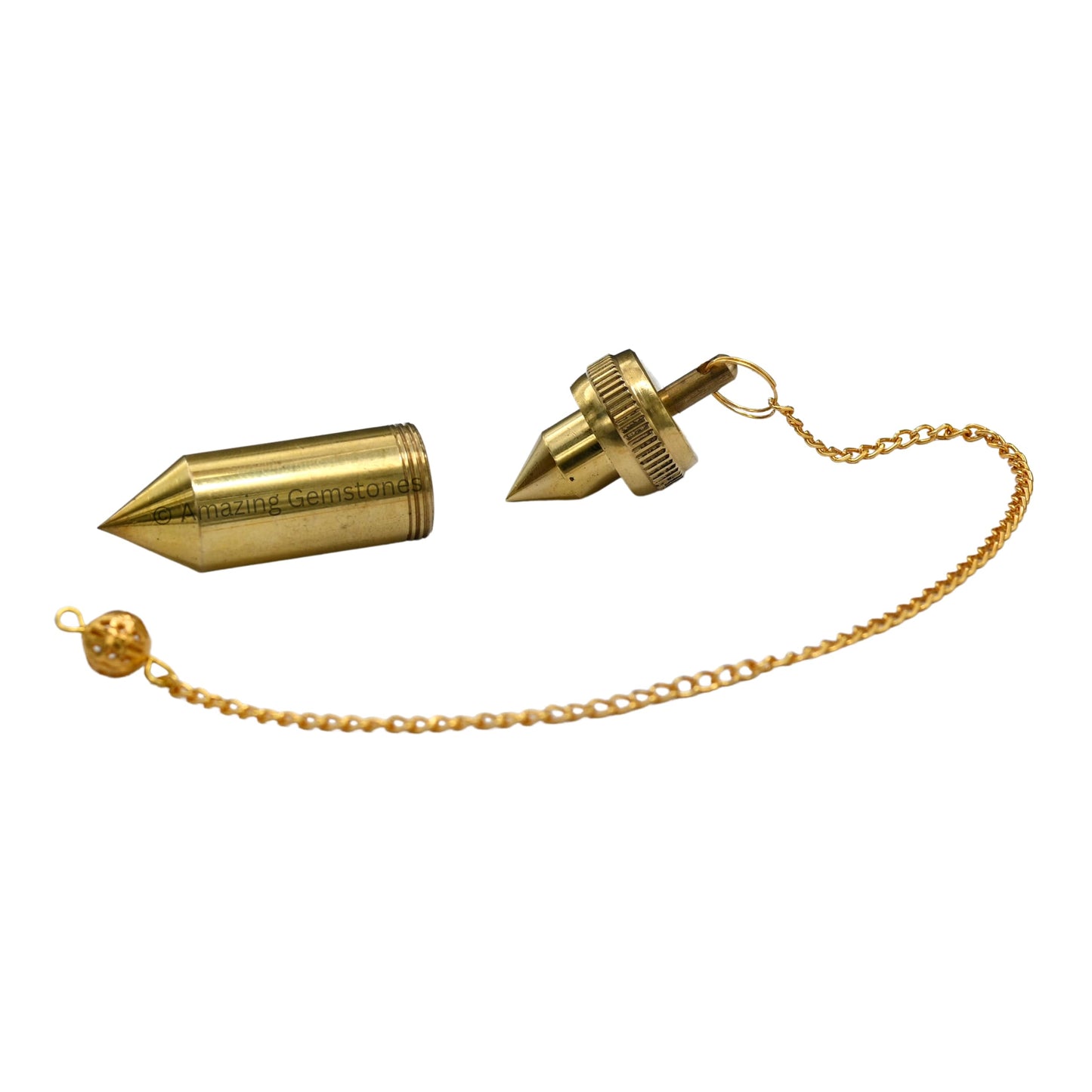 Amazing Gemstone Healing Metal Pendulums for Divination, Gold 3 Piece Open Chamber Pointed Bullet Steel Copper Pendulum High Energy Pendulo de Bronce Pendulos de Mesa MP75