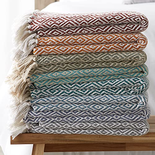DII Rustic Farmhouse Double Diamond Woven Throw, 50x60, Teal - color: Teal