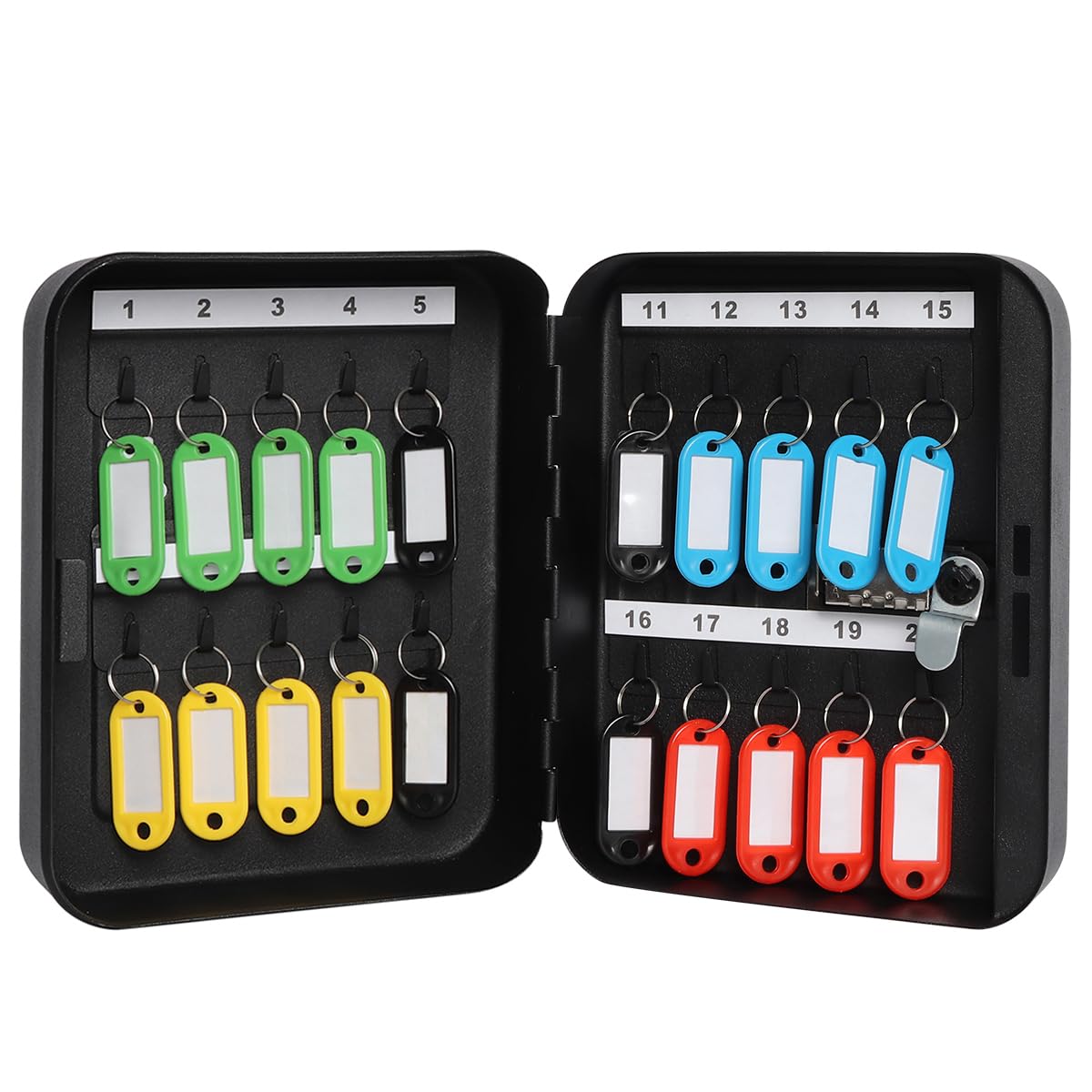 Decaller 20 Key Storage Lock Box with Code, Wall Mount Metal Security Key Cabinet with Combination Lock, 7.87" x 6.30" x 2.95", Black
