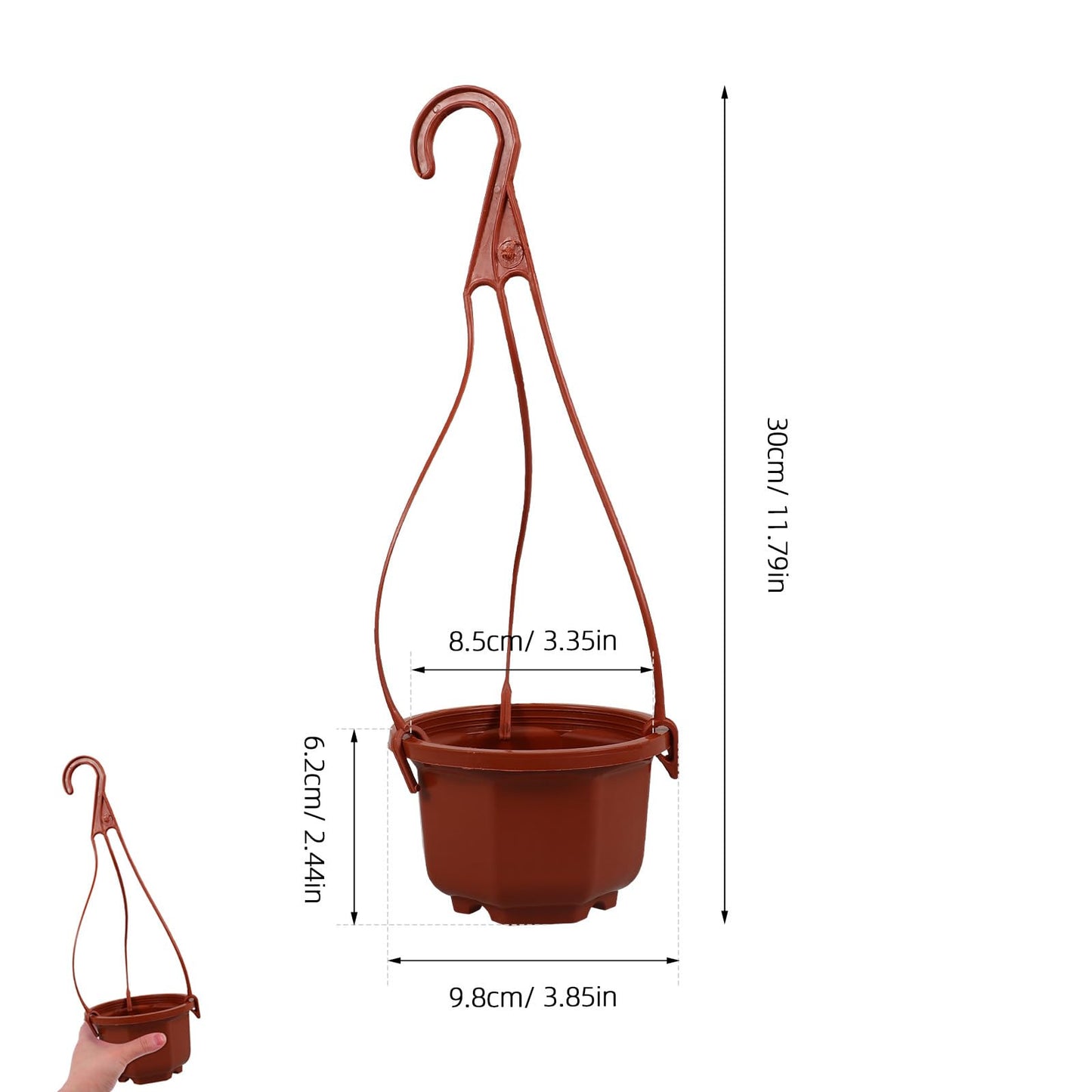 YARNOW 10 Pack Plastic Hanging Planters with Drainage Holes & Chains, 3.5 Inch Hanging Pots for Plants Indoor Balcony Garden Patio