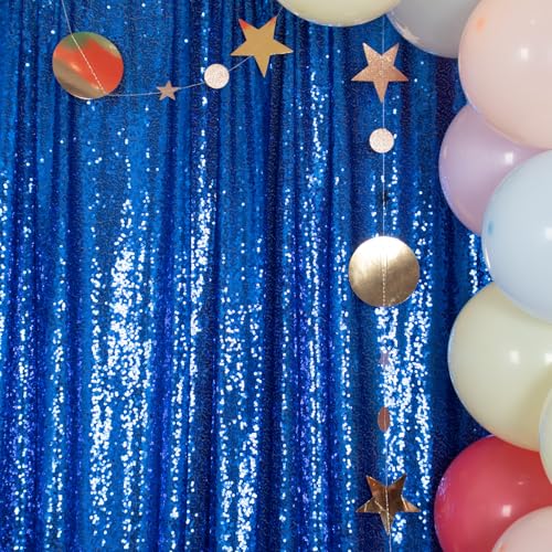 ShinyBeauty Sequin Backdrop 5FTx7FT Royal Blue Sequin Curtain Photo Backdrops 7FT Blue Glitter Backdrop for Photography Wedding Drapes Birthday, Baby Shower Background - color: Royal Blue, size: 5FTx7FT