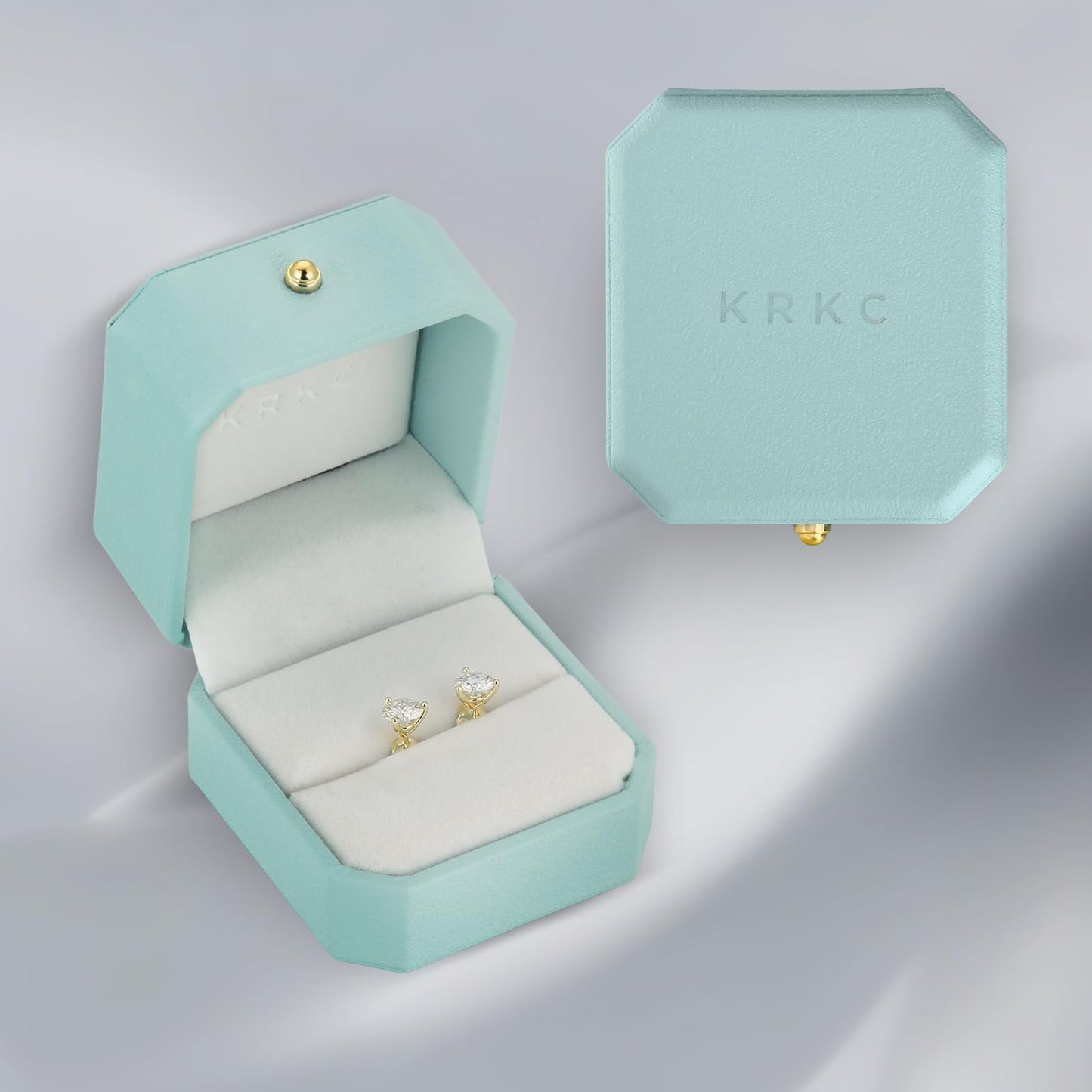 KRKC 1-2ct Moissanite Stud Earrings, D Color VVS1 Clarity, Lab Created Diamond Stud Earring for Women, 14K White Gold S925 Sterling Silver Earrings Friction Back for Women Men, Hypoallergenic