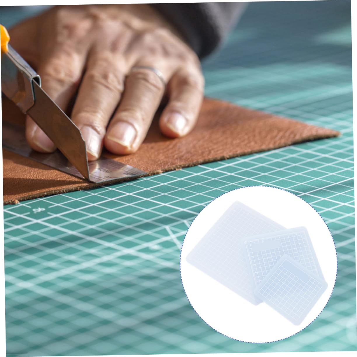 ARTIBETTER 3pcs PVC Cutting Mat Translucent Grip Fabric Quilting Cut Mat Durable Non Slip Square Cutting Mat Pad for Scrapbooking Sewing 6x6cm 8x8cm 10x10cm