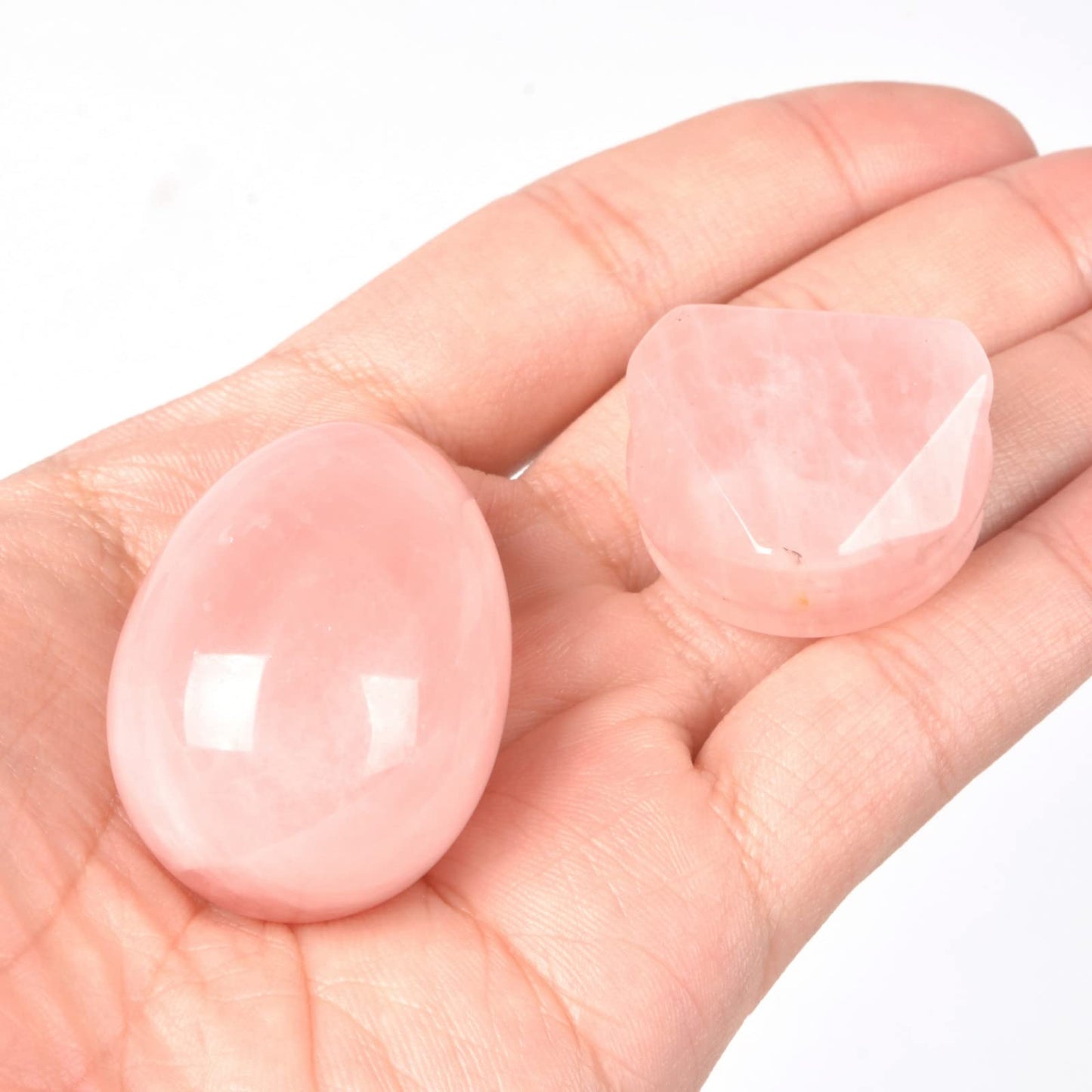 Justinstones Natural Rose Quartz Gemstone Egg Crystal Healing Chakra Meditation Home Office Decor Stone with Stone Stand